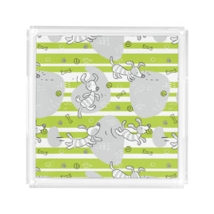 dog playing pattern background acrylic tray