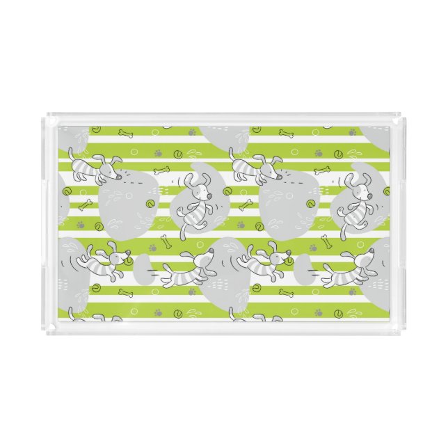 dog playing pattern background acrylic tray (Front)