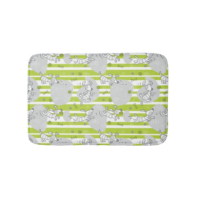 dog playing pattern background bathroom mat (Front)
