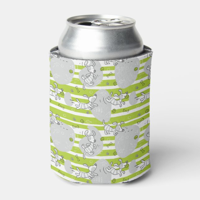 dog playing pattern background can cooler (Can Front)