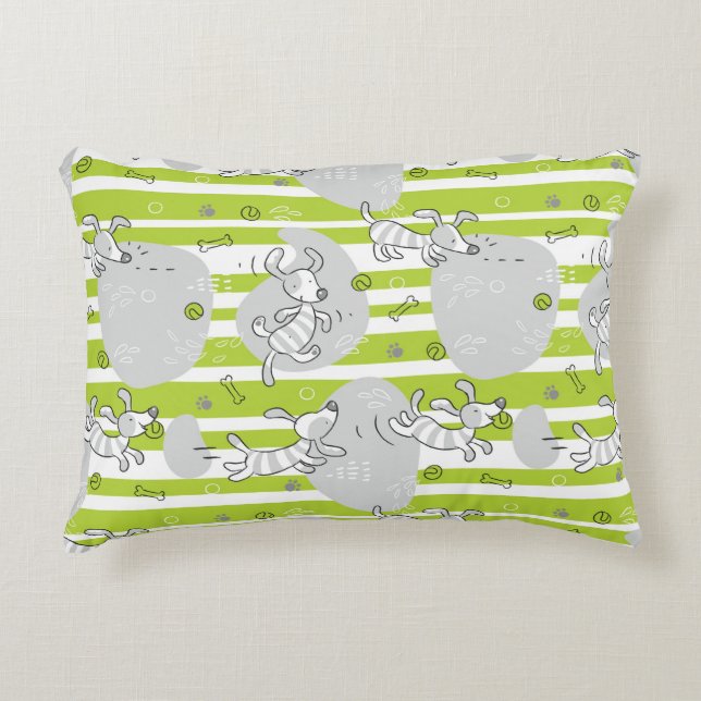 dog playing pattern background decorative pillow (Front)