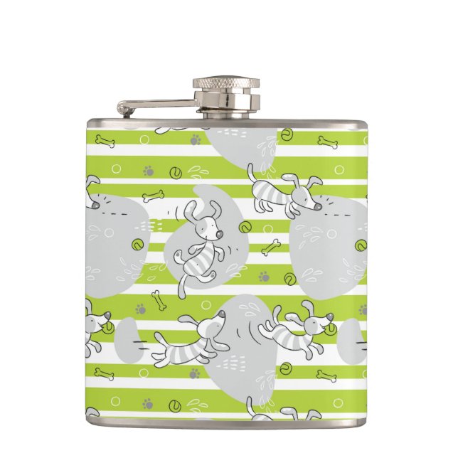 dog playing pattern background flask (Front)