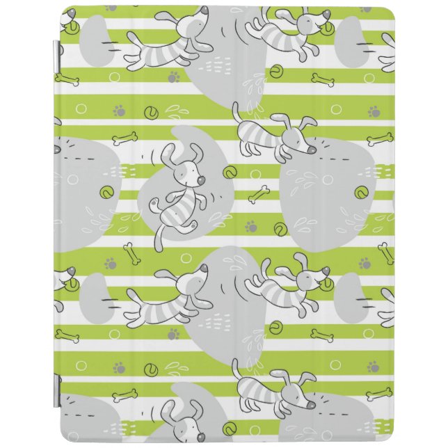 dog playing pattern background iPad smart cover (Front)