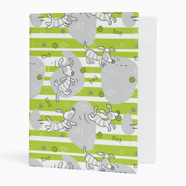 dog playing pattern background mini binder (Front/Inside)