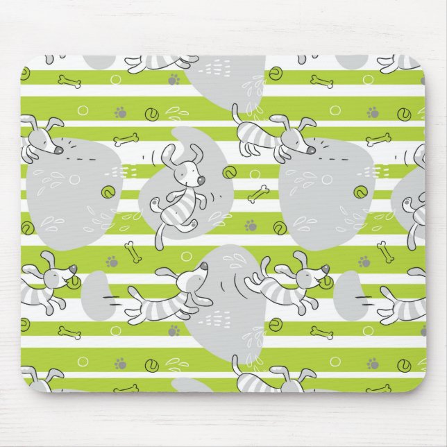 dog playing pattern background mouse pad (Front)