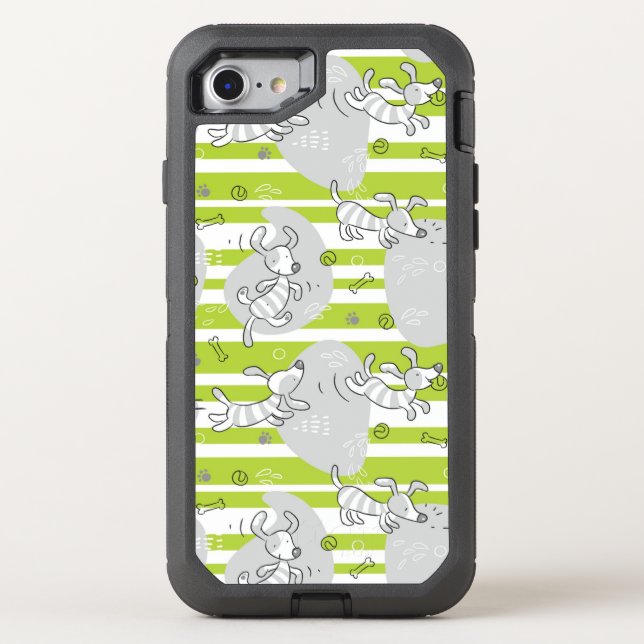 dog playing pattern background otterbox iPhone case (Back)