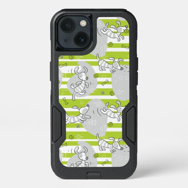 dog playing pattern background otterbox iPhone case (Back)