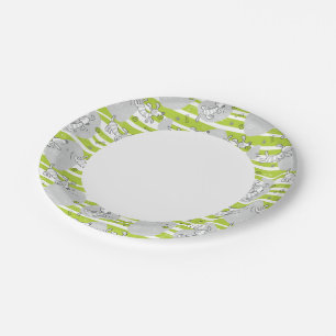 dog playing pattern background paper plates
