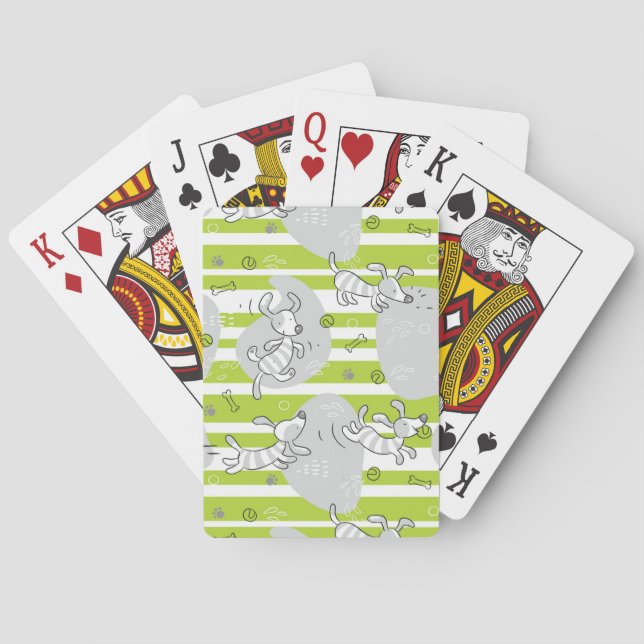 dog playing pattern background poker cards (Back)