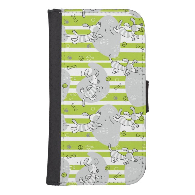 dog playing pattern background samsung galaxy wallet case (Front)