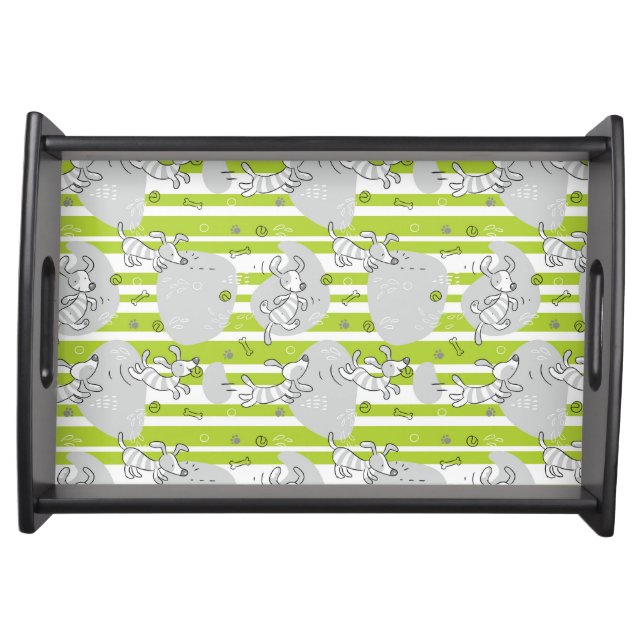 dog playing pattern background serving tray (Front)