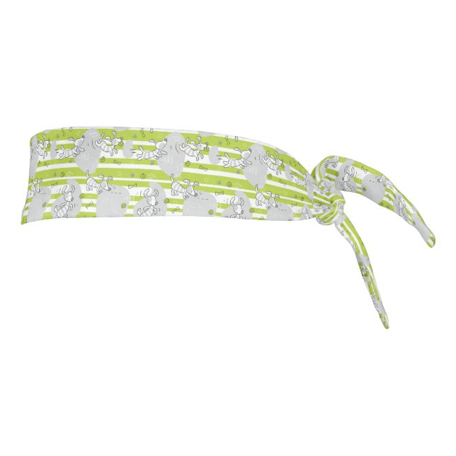 dog playing pattern background tie headband (Rotate 90)