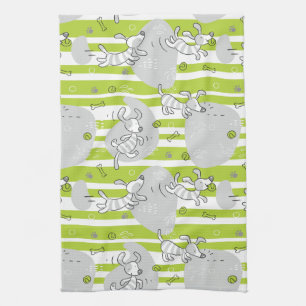 dog playing pattern background towel
