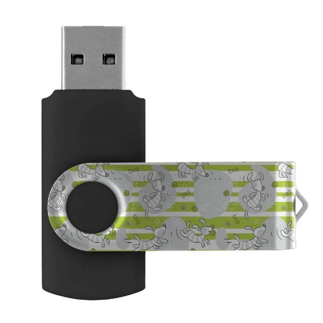 dog playing pattern background USB flash drive (Opened)