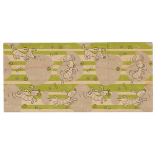 dog playing pattern background wood flash drive