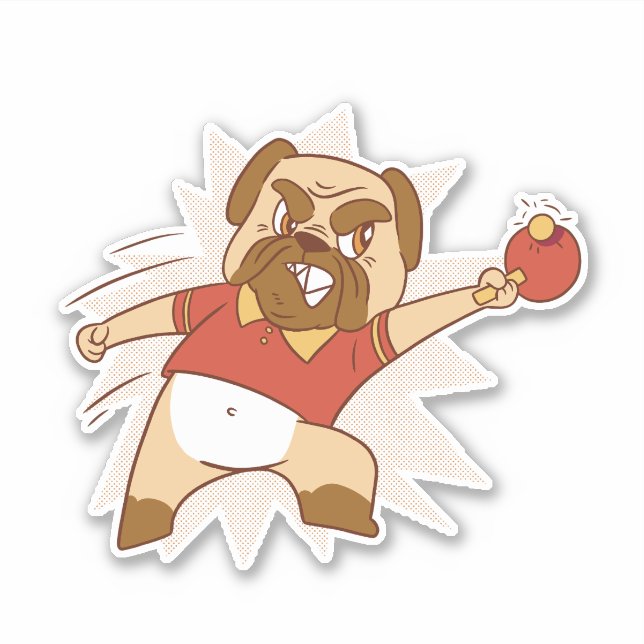 DOG PLAYING PING PONG  STICKER (Front)