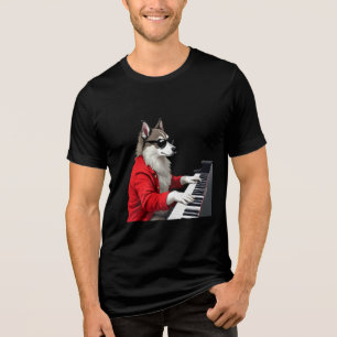 Dog playing the piano T-shirt Tri-Blend Shirt
