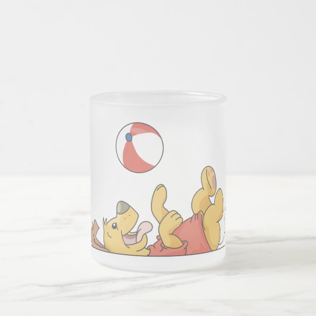 Dog Playing With Ball Tshirts and Gifts Frosted Glass Coffee Mug (Center)