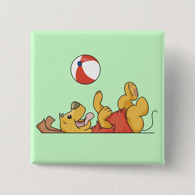 Dog Playing With Ball Tshirts and Gifts Pinback Button (Front)