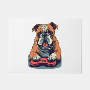 Dog Plays Video Games Doormat