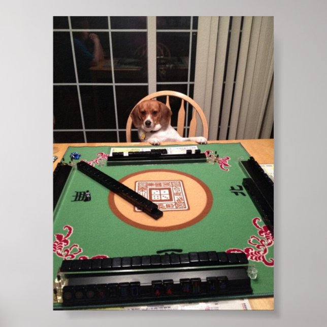 Dog Plying Mahjong Poster (Front)