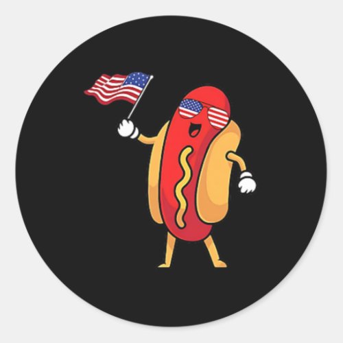 Dog Pocket American Flag Freedom Patriotic 4th Of  Classic Round Sticker