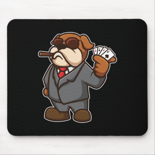 Dog Poker Player Cards Cigar Casio Gambler Gift Mouse Pad