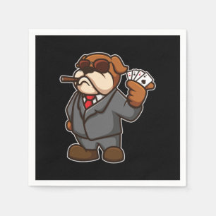 Dog Poker Player Cards Cigar Casio Gambler Gift Napkins