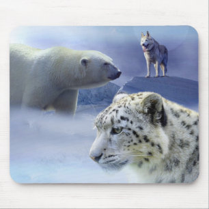 Dog, Polar Bear and Snow Leopard Mouse Pad