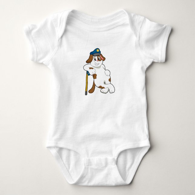 Dog Police officer Police hat Baby Bodysuit (Front)
