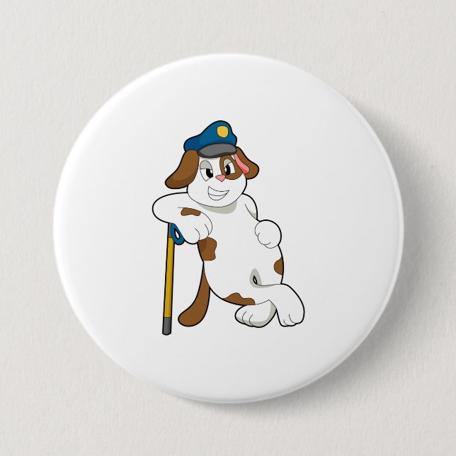 Dog Police officer Police hat Button (Front)