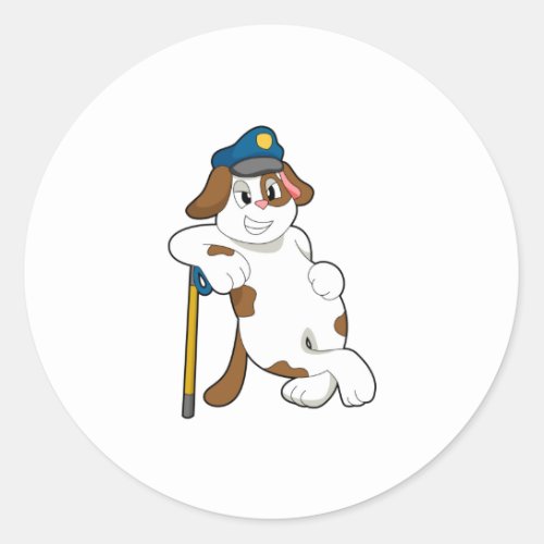 Dog Police officer Police hat Classic Round Sticker