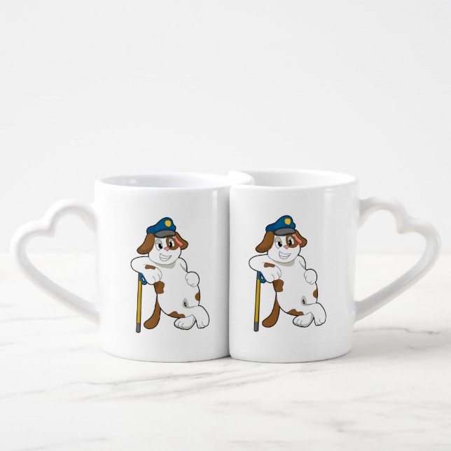 Dog Police officer Police hat Coffee Mug Set (Front Nesting)