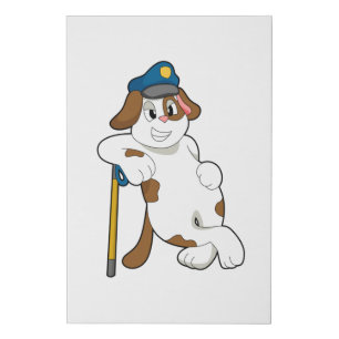 Dog Police officer Police hat Faux Canvas Print