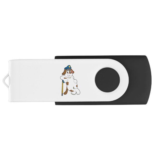 Dog Police officer Police hat Flash Drive (Back)