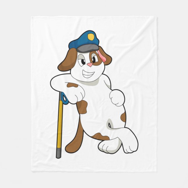Dog Police officer Police hat Fleece Blanket (Front)