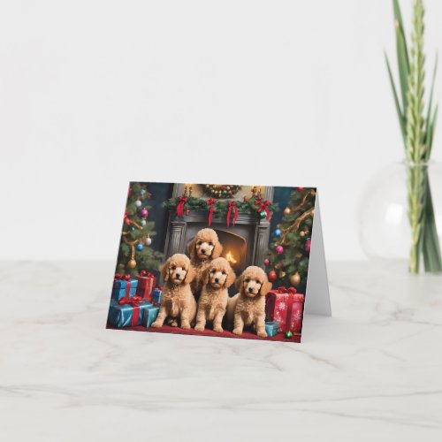 Dog Poodle Christmas Art Card