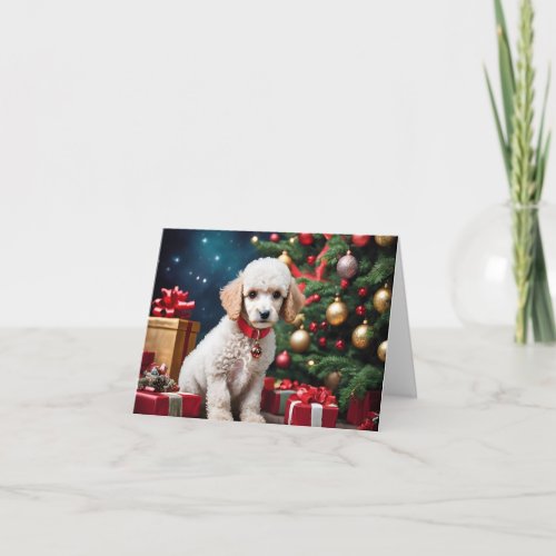 Dog Poodle Christmas Art Card