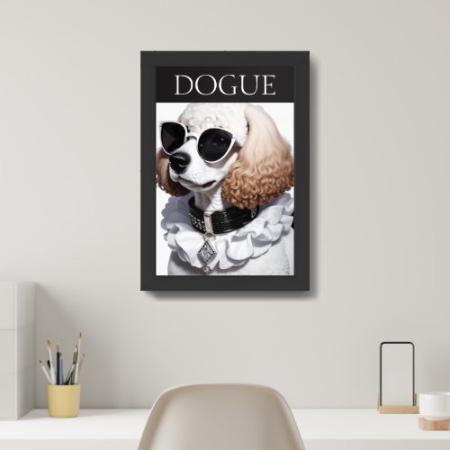 Dog Poodle Fancy Modern Vogue Sunglasses Chic Rich Framed Art