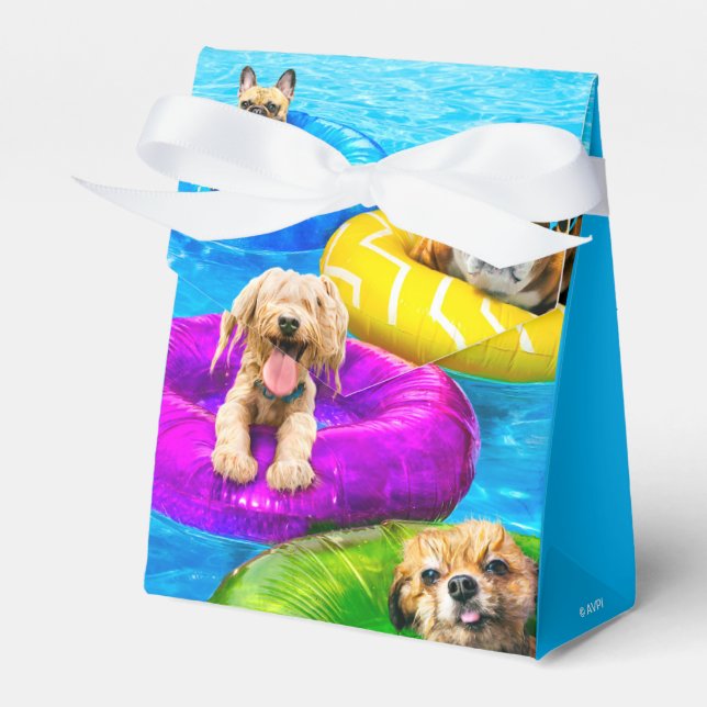 Dog Pool Party Favor Boxes (Front Side)