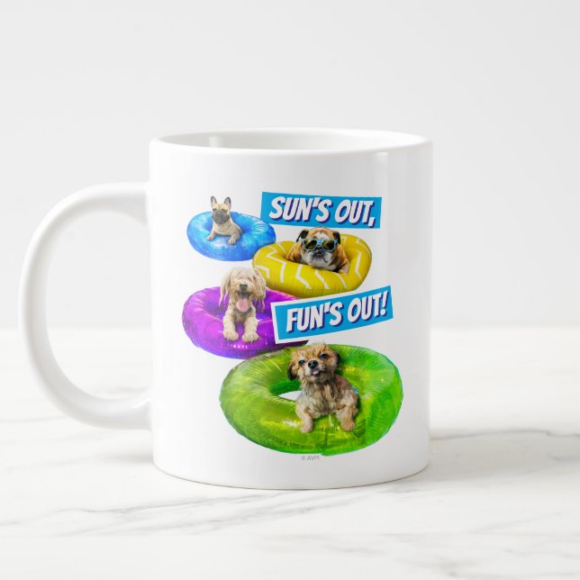 Dog Pool Party Giant Coffee Mug (Left)