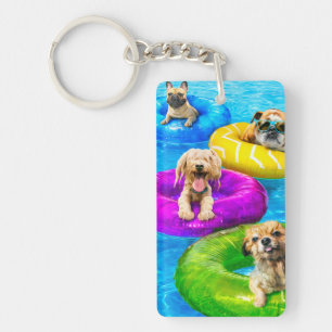 Dog Pool Party Keychain