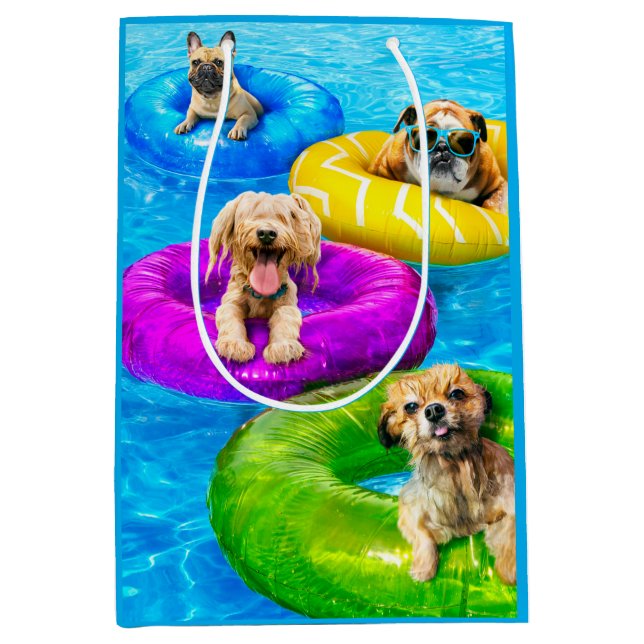 Dog Pool Party Medium Gift Bag (Front)