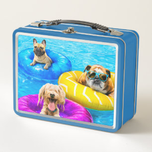 Dog Pool Party Metal Lunch Box