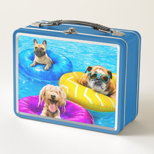 Dog Pool Party Metal Lunch Box (Front)