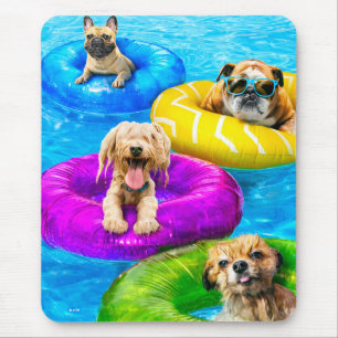 Dog Pool Party Mouse Pad