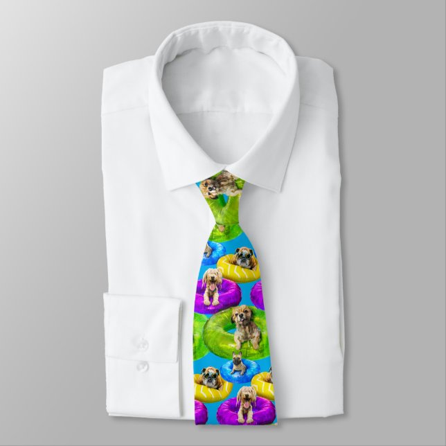 Dog Pool Party Neck Tie (Tied)
