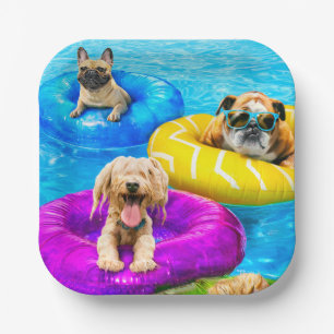Dog Pool Party Paper Plates