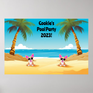 Dog Pool Party Photobooth Backdrop Customizable Poster