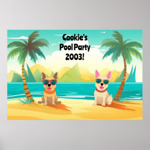 Dog Pool Party Photobooth Backdrop Customizable Poster
